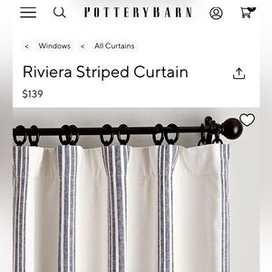 Pottery Barn Navy and White Striped Curtain